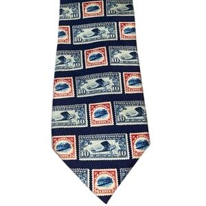 JOSH BACH Mens Postage Stamp Silk Tie